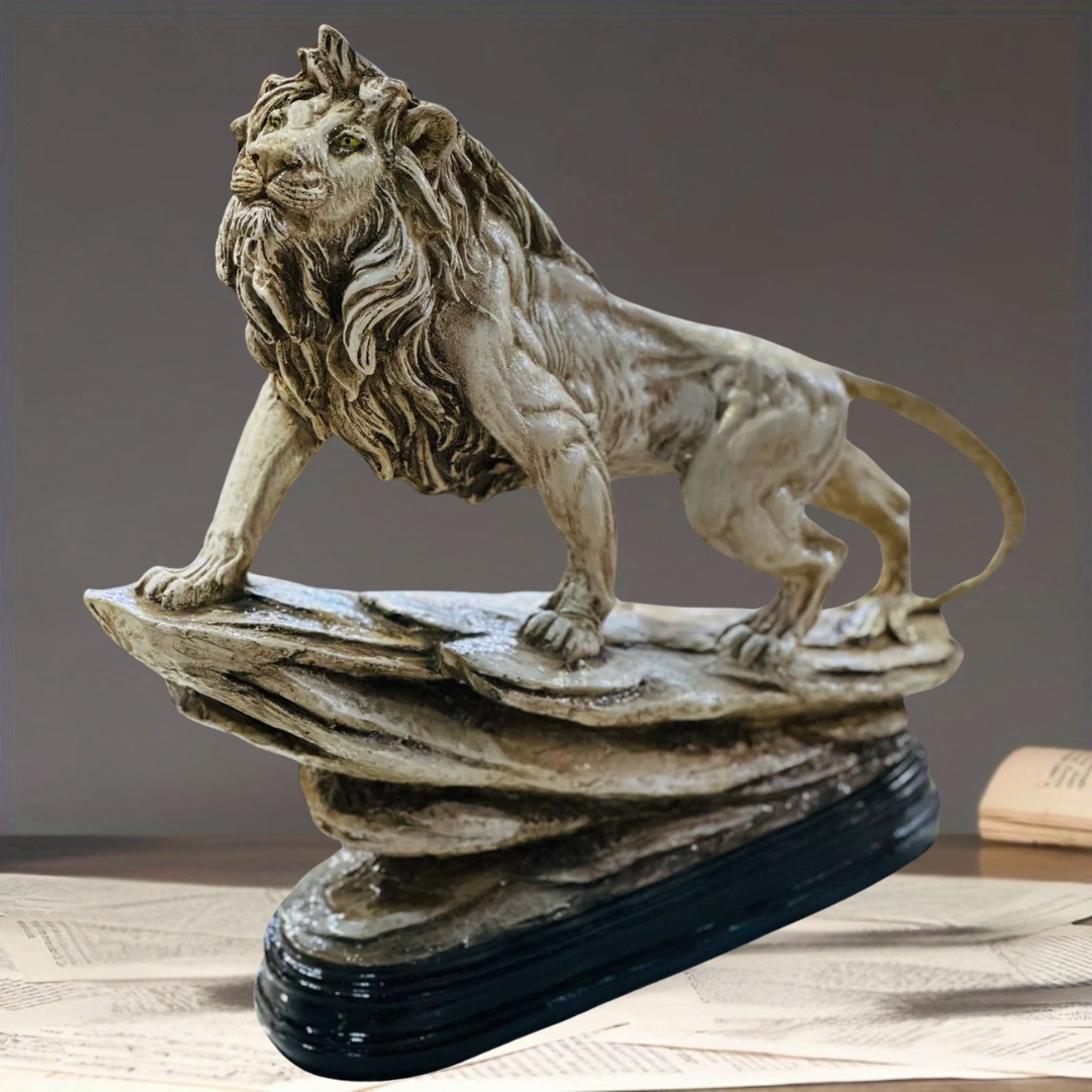 Lion Art Sculpture, with weathered finish — modern animal sculpture for home decor by Lume Art Gallery Lion Art Sculpture, with weathered finish — modern animal sculpture for home decor by Lume Art Gallery