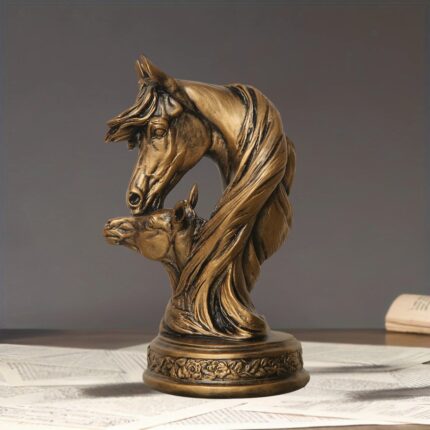 Mother & Baby Horse Sculpture in warm antique finish — sculptures for sale at Lume Art Gallery