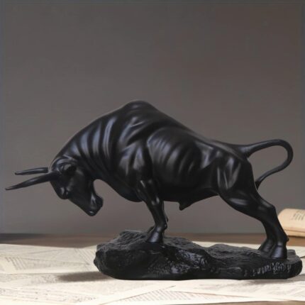 Bull Sculpture in bronze finish — bold animal sculpture and modern art sculpture for home decor | Lume Art Gallery