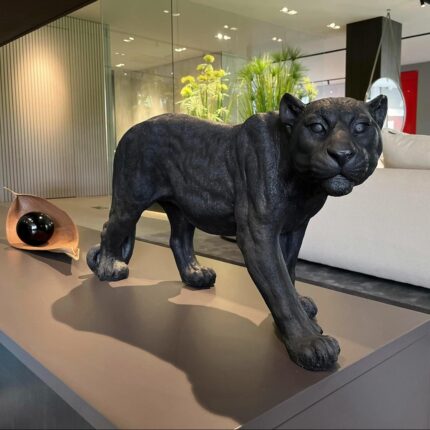 Black Panther Action Figure – Matte Black Floor Sculpture for Modern Home Decor | Lume Art Gallery