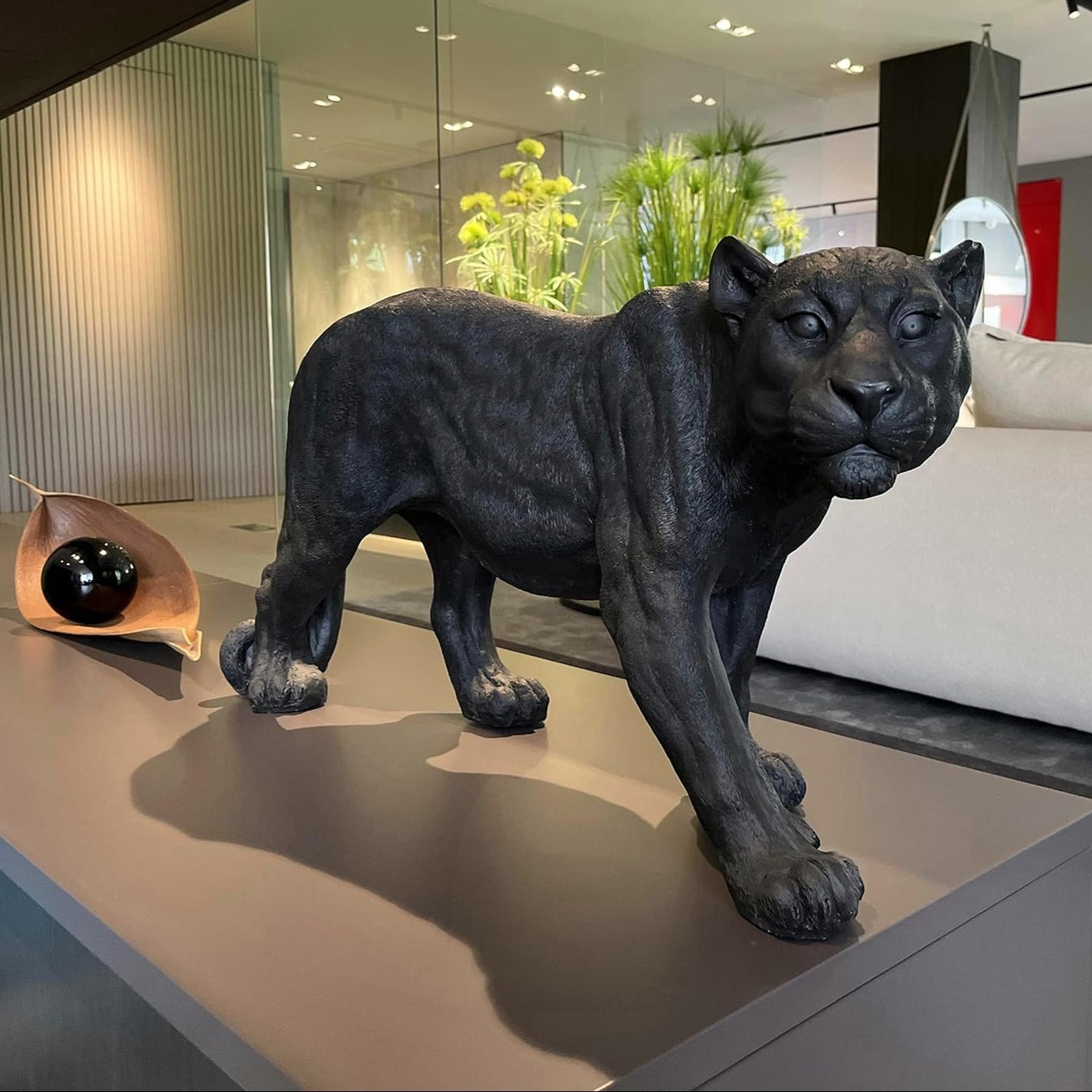 Black Panther Action Figure | Art Sculptures & Animal Sculpture 1 Black Panther Action Figure – Matte Black Floor Sculpture for Modern Home Decor | Lume Art Gallery