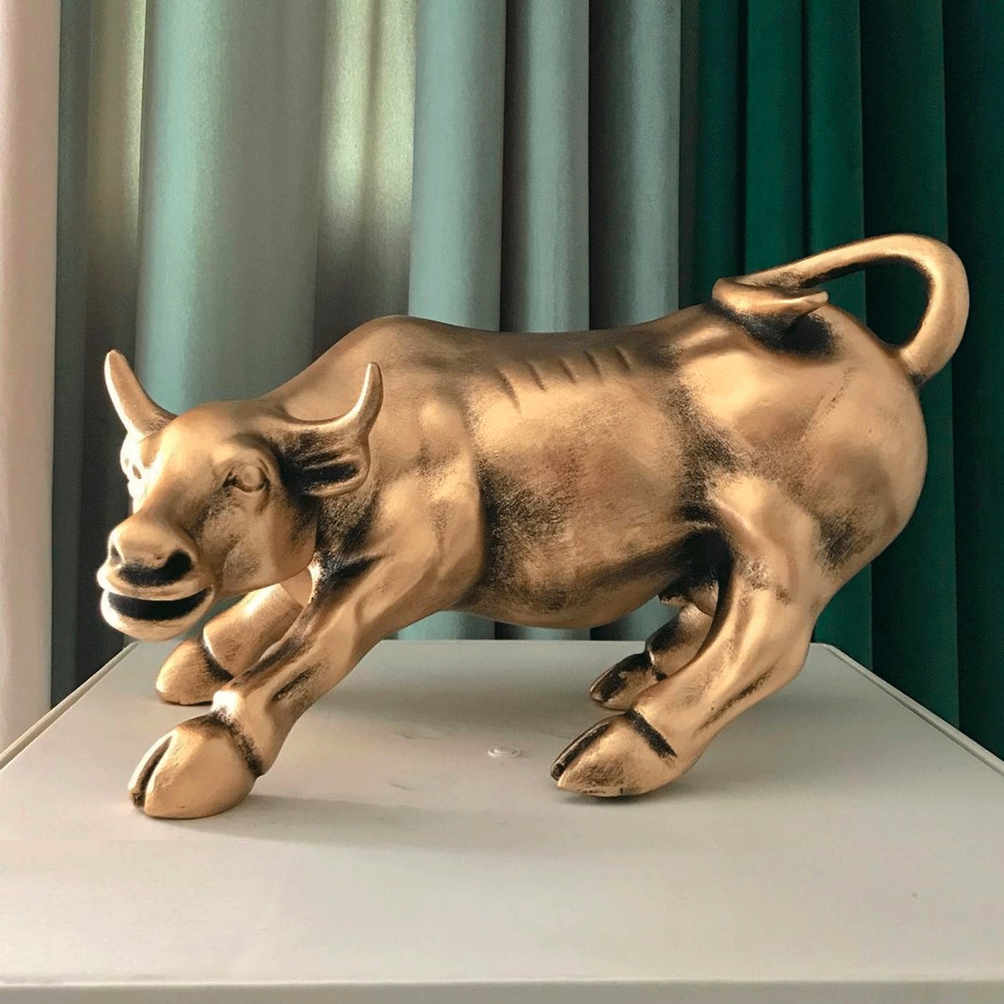Golden Bull Sculpture — premium art sculpture for home and office decor by Lume Art Gallery Golden Bull Sculpture — premium art sculpture for home and office decor by Lume Art Gallery