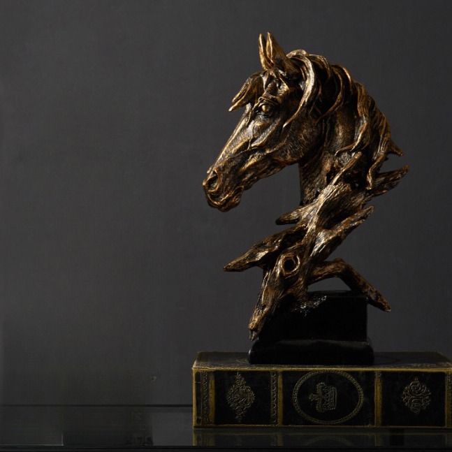 Gold Horse Sculpture - luxury resin animal sculpture with detailed mane for modern home decor and art sculptural display Gold Horse Sculpture - luxury resin animal sculpture with detailed mane for modern home decor and art sculptural display