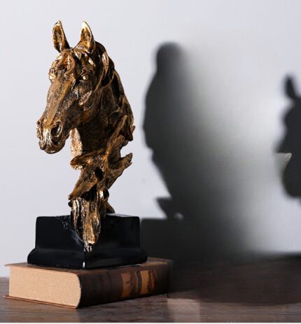 GALLOPING MAJESTY RESIN HORSE STATUE GOLD