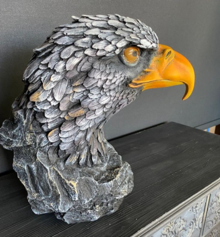 Eagle Bird Sculpture — bold art sculpture with layered feather detail and weathered bronze finish, premium bird sculpture for sale for home décor | Lume Art Gallery