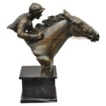 Equestrian Race Horse and Jockey Rider Sculpture