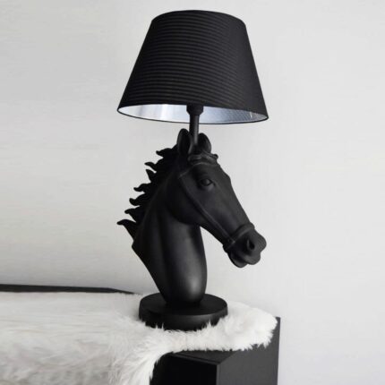 Lustrous Horse Lamp — equestrian animal lamp with polished metallic finish for entryway and living room decor