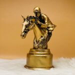 Equestrian Race Horse and Jockey Rider Sculpture
