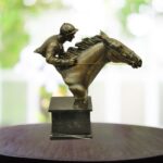 Jockey Rider Horse Sculpture in bronze finish — premium animal sculpture and art sculpture for home decor | Lume Art Gallery