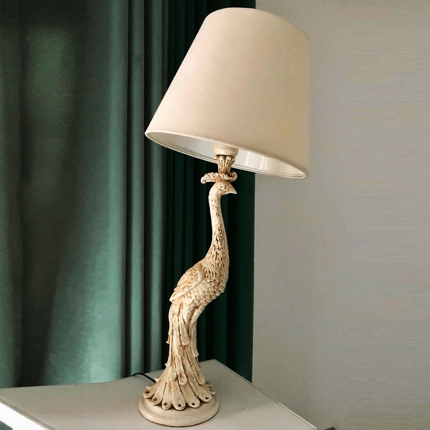 Graceful Peacock Lamp, with feather art sculpture detail — deco art lamp and modern living room lamps for home decor Graceful Peacock Lamp, with feather art sculpture detail — deco art lamp and modern living room lamps for home decor