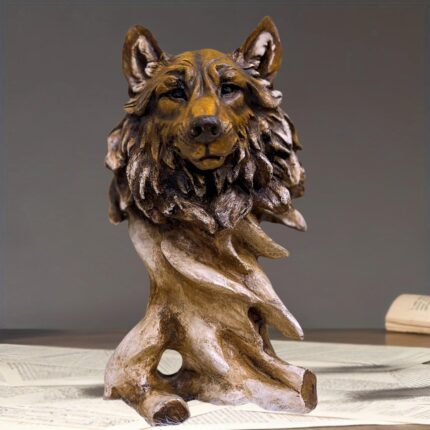 Handcrafted Wolf Sculpture with Premium Finish – Modern Animal Sculpture for Home Decor | Lume Art Gallery