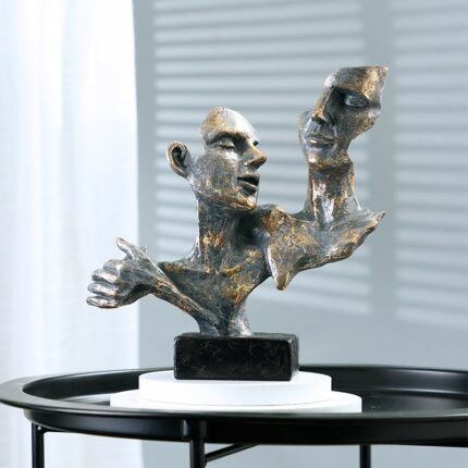 SERENITY IN EMBRACE NORDIC ABSTRACT COUPLES SCULPTURE
