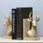 Gold Deer Head Bookends — handcrafted animal sculpture with detailed antlers for home decor, part of Lume Art Gallery's art sculptures for sale collection