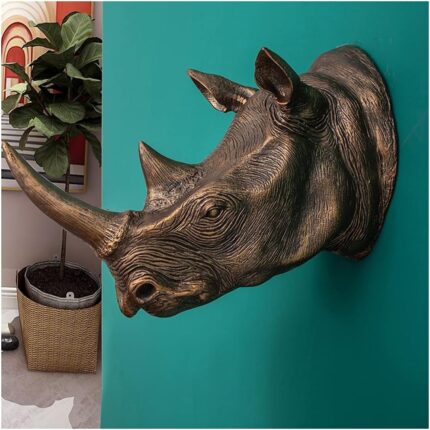 Rhino Trophy Wall Art — premium art sculptures for modern wall art decor and sculptural wall decor in living rooms