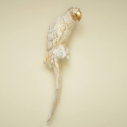 Exotic Parrot Wall Art — premium bird sculpture with textured feathers and gold beak for modern wall art decor and sculptural wall decor