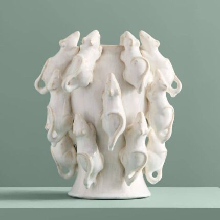 VASE WITH MICE MOUSE WHITE