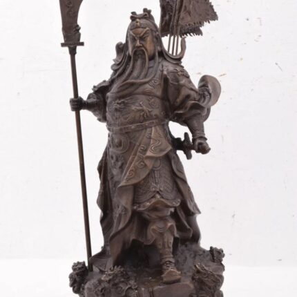 REALISTIC GENERAL GUAN YU CHINESE GOD OF WAR BRONZE SCULPTURE