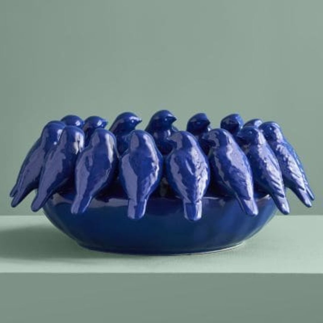 1 BOWL WITH BIRDS BLUE
