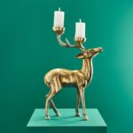 CANDLESTICK DEER GOLD ALUMINUM