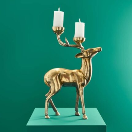 CANDLESTICK DEER GOLD ALUMINUM