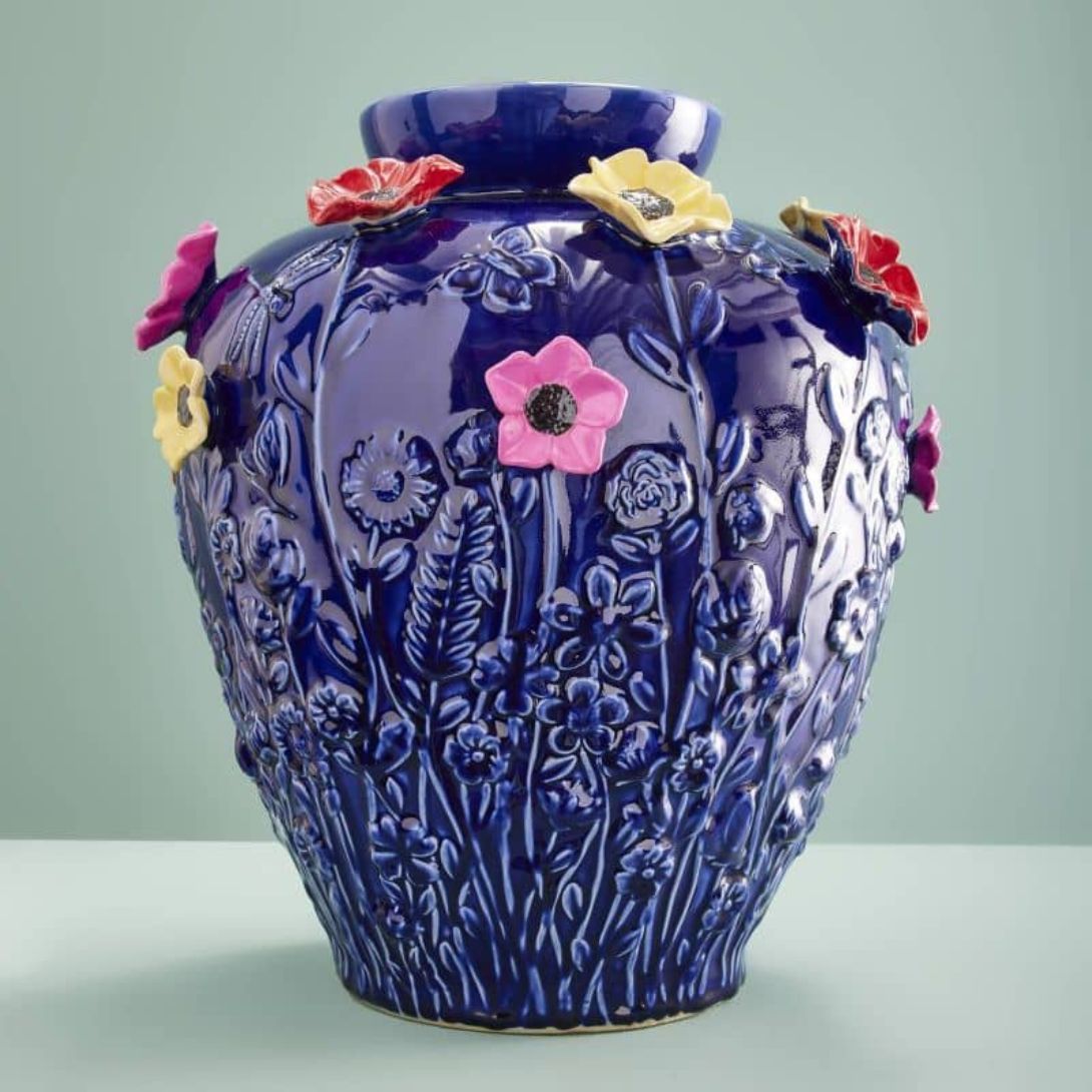 1 VASE WITH FLOWERS PRIMAVERA BLUE