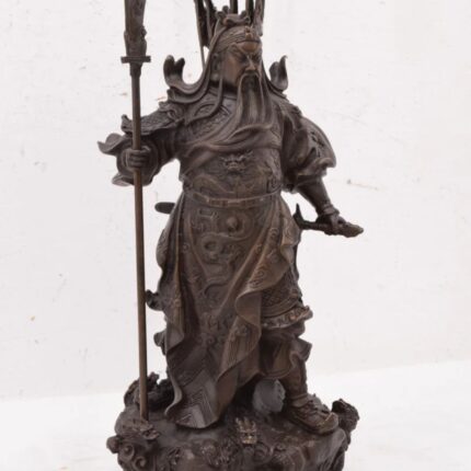 REALISTIC GENERAL GUAN YU CHINESE GOD OF WAR BRONZE SCULPTURE
