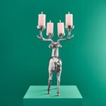 CANDLESTICK DEER SILVER ALUMINUM