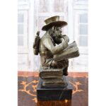 STEAMPUNK MONKEY READING BOOK STATUE