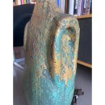CERAMIC SCULPTURE LAMP GERMAN VOLCANIC GLAZE VERDIGRIS