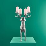 CANDLESTICK DEER SILVER ALUMINUM