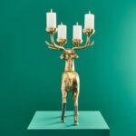 CANDLESTICK DEER GOLD ALUMINUM