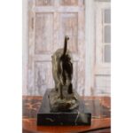 LARGE SOLID AND HEAVY TIGER BRONZE SCULPTURE ON MARBLE BASE