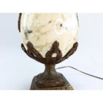 FRENCH WHITE AND BLACK MARBLE BRONZE LAMP EAGLES FLORAL GARLANDS