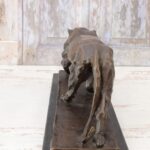 HEAVY PANTHER BRONZE SCULPTURE ON MARBLE BASE