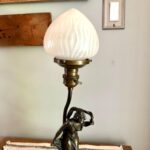 ANTIQUE ART NOUVEAU LADY FIGURINE LAMP