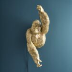 Jack Gorilla Wall Lamp — antique animal lamp with gold detailed fur texture, a bold lamp sale and decorative wall light for luxury interiors