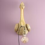 Gold Pelican Wall Lamp — sculptural decorative wall light with rich gold finish and E27 socket, ideal bird lamp sale for hallway, entryway, or living room modern wall decor