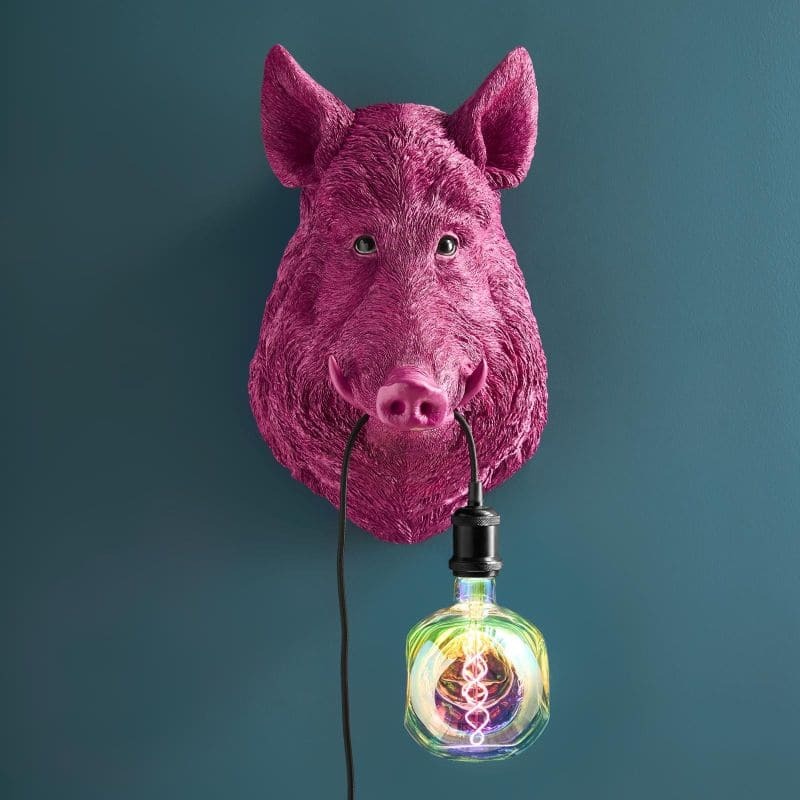 Magenta Wild Boar Wall Lamp — bold animal lamp and sculptural wall decor with E27 socket. A famous entryway lamp for modern living room wall decor Magenta Wild Boar Wall Lamp — bold animal lamp and sculptural wall decor with E27 socket. A famous entryway lamp for modern living room wall decor