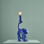 Otto Octopus Blue Lamp — matte blue animal lamp sculpted in polyresin, 28.5 cm, art sculpture and deco art lamp for modern living rooms and entryways