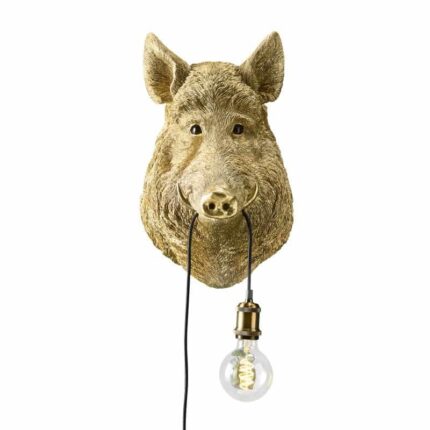 Wall Lamp Wild Boar / Pig Willy Gold