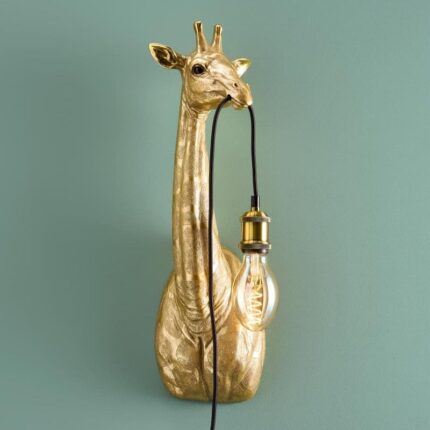 Giraffe Lucie Wall Lamp — sculptural animal lamp with gold decor for walls and E27 socket, decorative wall light for living room or hallway