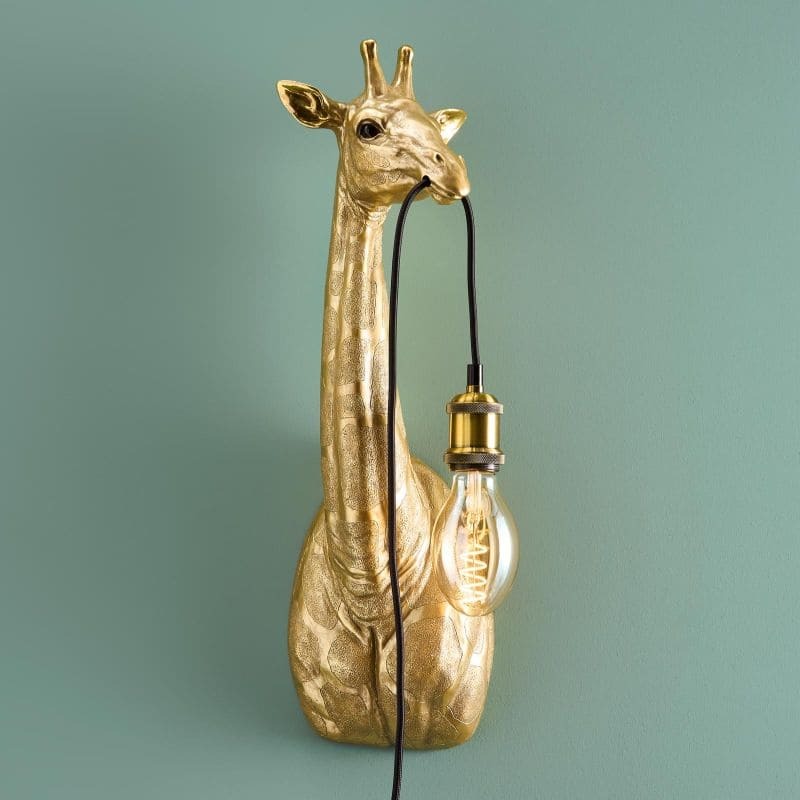 Giraffe Lucie Wall Lamp — sculptural animal lamp with gold decor for walls and E27 socket, decorative wall light for living room or hallway Giraffe Lucie Wall Lamp — sculptural animal lamp with gold decor for walls and E27 socket, decorative wall light for living room or hallway