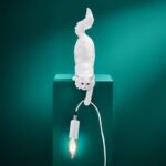 Cat Chichi White Table Lamp — sculptural polyresin and metal animal lamp with cat design, 34 cm, E14 socket, white finish