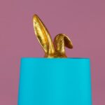 Table Lamp Rabbit Hiding Bunny Gold-Turquoise