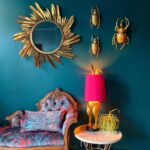 Table Lamp Rabbit Hiding Bunny Gold-Magenta