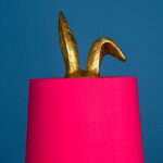 Table Lamp Rabbit Hiding Bunny Gold-Magenta
