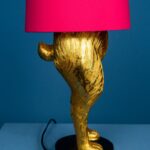 Table Lamp Rabbit Hiding Bunny Gold-Magenta
