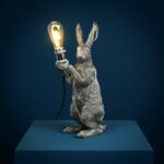 Silver Rabbit Table Lamp — bunny lamp 48 cm polyresin sculpture