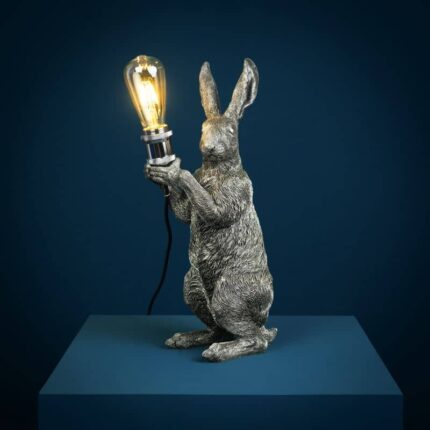 Silver Rabbit Table Lamp — bunny lamp 48 cm polyresin sculpture