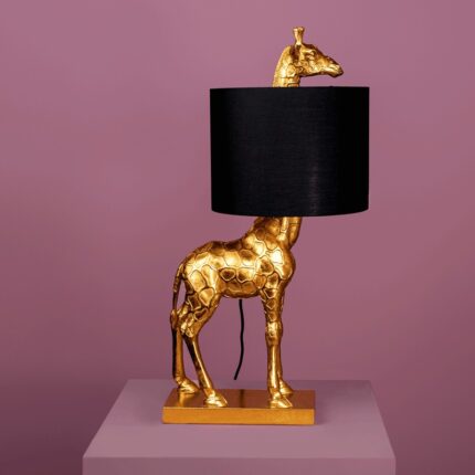 Giraffe Table Lamp Gold-Black — sculptural animal lamp with gold finish, ideal as a modern living room lamp or entryway lamp
